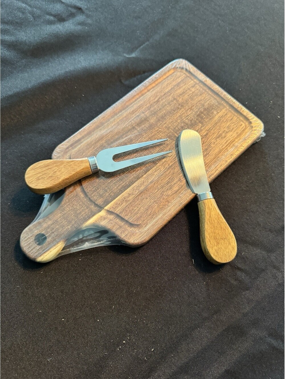 Small Charcuterie Board With Small Fork And Serving Knife
